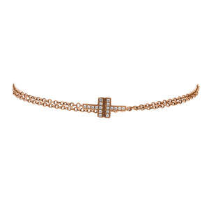 Tiffany & Co. Medium T Double Chain Bracelet 18K Rose Gold and Diamonds